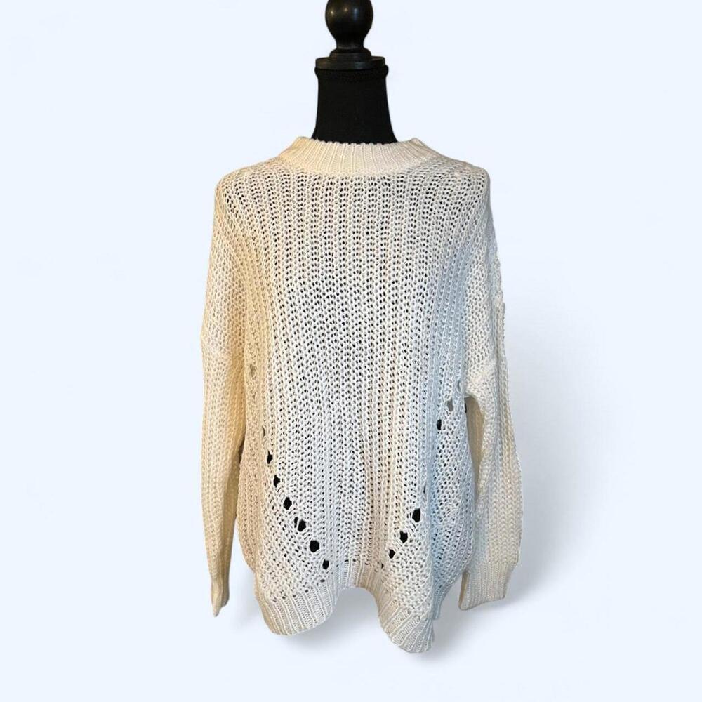American Eagle chunky knit sweater oversized cream slouchy cozy 🤍 Size XS